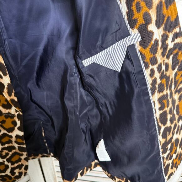 J. CREW Women's Size 8 Linen Parke Blazer Jacket Animal Print Cheetah Leopard - Picture 12 of 16